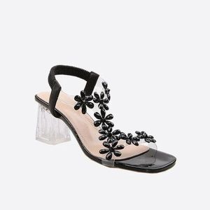 RXFSP - Black Floral Ankle-Strap Sandals - size 7 - new